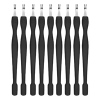 Couteau à cuticules double extrémité avec fourchette en acier, pousse-cuticules, manche en plastique caoutchouc, coupe-peaux mortes, coupe-ongles pour les doigts