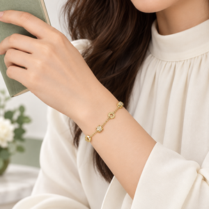 กำไลข้อมือ Gold Station ประดับเพชรซิคอน สแตนเลสสตีลเคลือบทอง 24K ด้วยวิธี Vacuum Plating รุ่น MY-SL8264 - Product Image 5