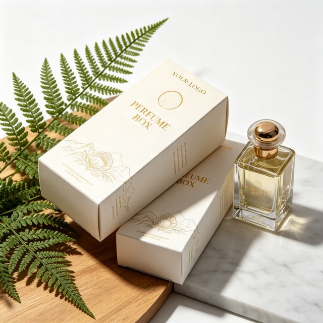 Custom Recycled Materials Coated Paper Perfume Packaging Boxes with Gold Embossing Premium White Skincare Lipstick Cosmetic Box