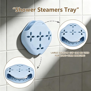 Silicone <b>Shower</b> Steamers Holder Bathroom Fragrance Storage Box, Wall Mounted Suction Cup <b>Shower</b> Aromatherapy <b>Tray</b> - Product Image 3