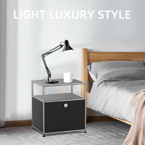 Bàn cạnh giường ngủ phong cách giữa thế kỷ màu đen, Nội thất mô-đun bằng kim loại thép không gỉ, Nội thất có thể tùy chỉnh - Product Image 4