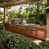 Cuisine extérieure modulaire Prima Factory Direct, armoires en MDF, évier BBQ, robinet, comptoir en acrylique, îlot repas