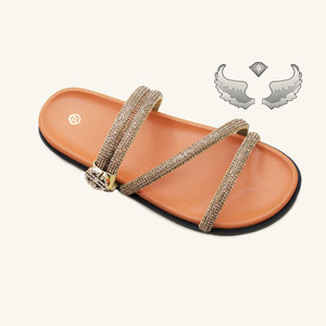Sandales et pantoufles décontractées pour femmes, de haute qualité, à bout plat, à talon ouvert, respirantes, ornées de strass, pour l'extérieur, vente en gros - Product Image 5