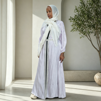 Abaya ouverte en satin brillant respirant, ornée de perles et de strass, à manches bouffantes, pour femme, robe de soirée formelle musulmane longueur cheville, pour l'Aïd