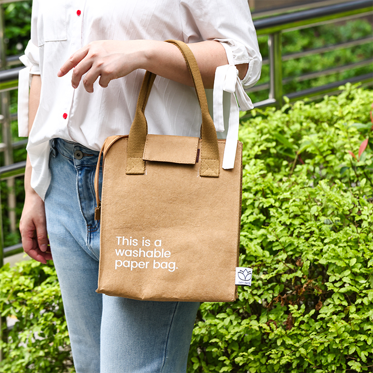 Wholesale Custom Printed Logo Waterproof Thermal Washable Kraft Dupont Insulated Tyvek Paper Lunch Cooler Bag