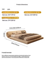 Lit double en tissu de style Parksheng, avec rangement intégré au sol, en pin massif, design nordique moderne et minimaliste, style tatami, finition luxe léger