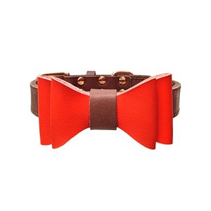 Kangdarpet Handmade Soft Durable First Layer Cowhide <b>Collar</b> Vintage Cute Adjustable Bowknot <b>for</b> Medium <b>Dogs</b> - Product Image 6