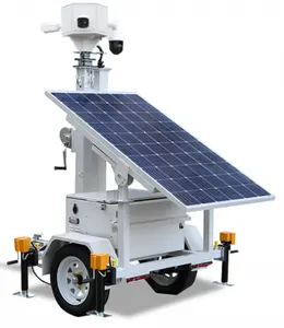 Tour de mât télescopique Surveillance de sécurité Caméra CCTV Remorque solaire mobile pour chantier