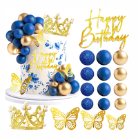 Decoración para Pastel de Boda con Corona, Velas, Mariposas y Bolas, para Mujer, Princesa, Reina
