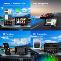 Podofo - Pantalla Táctil IPS Portátil de 4.7'' con CarPlay/Android Auto Inalámbrico, Navegación GPS/BT/FM/AUX/EQ/Salida de Audio/Fácil Instalación