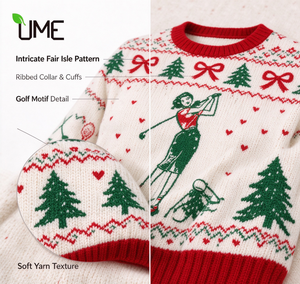 <b>Custom</b> Fair Isle <b>Christmas</b> Golf Sweater Knitted Holiday Pullover <b>Custom</b> Logo Festive Ugly <b>Christmas</b> <b>Jumper</b> For Golf Team Party - Product Image 4