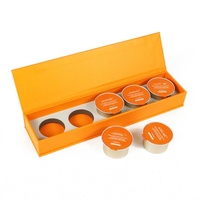 Boîte cadeau cosmétique élégante orange avec logo personnalisé, en carton rigide, écologique, biodégradable, gaufrage, masque capillaire, éponge