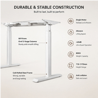 Bureau d'ordinateur électrique réglable en hauteur pour le travail à domicile, utilisation avec ordinateur portable, montage facile, construction durable résistante à l'eau