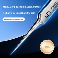 Pince à épiler anti-acné ultra-affûtée n° 5 en acier inoxydable, 3 pièces, outil pour éliminer les points noirs et les boutons, avec boîte en fer