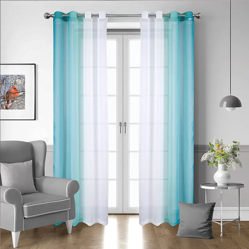 Cortinas transparentes con degradado colorido para sala de estar y dormitorio, cortinas transparentes de 52x96 pulgadas de diseño moderno listo para usar