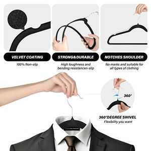 Cintres en plastique ABS gain de place, velours et tissu, crochet pivotant à 360 degrés, antidérapant, séchoir à linge pour enfants, organisateur en feutre floqué - Product Image 5