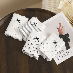 Culottes confortables pour femmes, taille haute, respirantes, douces, en tricot, avec dentelle à petites fleurs, grandes tailles, 3XL, pour femmes rondes - Product Image 4