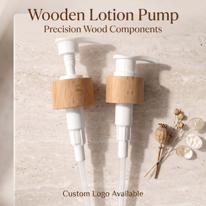 Vietnam WeWood Duckbill Wooden Lotion Pump Natural Wood Sleeve Liquid Soap <b>Dispenser</b> Cap Curved Spout <b>Shampoo</b> Bottle Head - Product Image 1