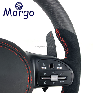 Volant personnalisé en fibre de carbone et cuir Morgo pour Mercedes-Benz <span class=keywords><strong>GT</strong></span> avec style sport racing en cuir noir - Product Image 5