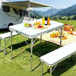 Ensemble <span class=keywords><strong>table</strong></span> et chaises pliantes portables en aluminium de haute qualité, 1 <span class=keywords><strong>table</strong></span> et 2 chaises, style <span class=keywords><strong>valise</strong></span>, personnalisable - Product Image 4