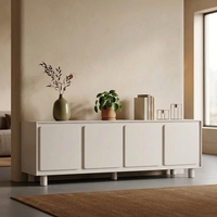 Meuble TV moderne minimaliste à 4 portes, meuble de rangement pour salon, meuble multimédia, design personnalisable