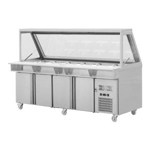 Fournitures d'usine refroidisseur de travail de haute qualité équipement de réfrigération commerciale sous le comptoir congélateur 4 portes en verre réfrigérateur - Product Image 6