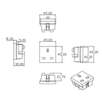 Soket ekstensi terpasang di dinding listrik putih EU UK AU US 45*45mm 10A 13A 16A jenis Modular soket daya kaset tanam