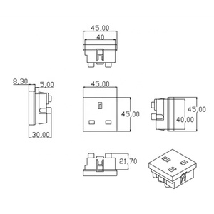 Trắng điện treo tường mở rộng ổ cắm EU Anh AU US 45*45mm 10A 13A 16A nhúng Cassette Ổ cắm điện Modular loại - Product Image 6