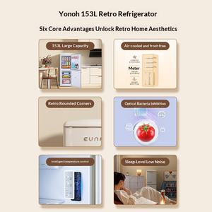 ثلاجة ريترو فائقة النحافة، تبريد هوائي، خالية من الصقيع، بيضاء، أنيقة وعصرية، صغيرة، ببابين، ثنائية درجة الحرارة، بباب قابل للطي EUNA/uno - Product Image 2