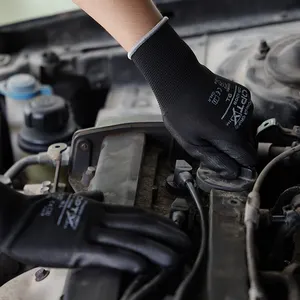 Guantes de PU de uso general para mejorar la eficiencia del trabajo, guantes de PU de poliéster blanco