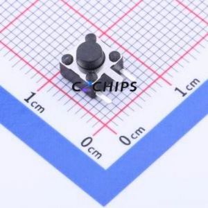 TS665B3J Tactile Switch Bent Lead Through Hole-3P,6x6mm Switch Single Pole Single Throw Round Button 2.5N Right Angle Insert - Product Image 1