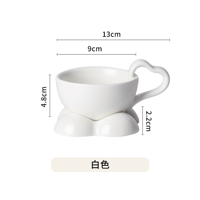 Pure white heart cup and saucer