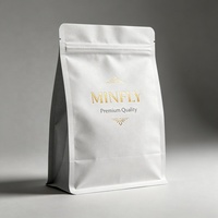 Sacs d'emballage pour café en papier kraft blanc biodégradable imprimés au laser sur mesure, doublés PLA, à fond plat avec valve pour torréfacteurs
