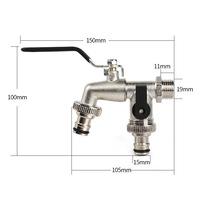 Robinet de cuisine manuel en alliage de zinc pour jardin extérieur, double sortie d'eau, structure à double commande angulaire, débit de 6000 GPD