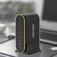 Chargeur universel TKT 140W GaN LED à 8 ports, station de charge de bureau, chargeur mural ABS, prise US, téléphone, ordinateur portable, type complet EU