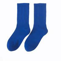 Chaussettes unisexes chaudes bleu royal personnalisées en jacquard personnalisé avec logo de marque Chaussettes hip-hop amusantes respirantes en coton avec motifs vintage