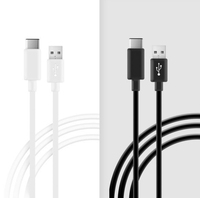 Kabel Data pengisian daya USB Tipe c, kabel pengisi daya Android hitam putih 1.5m PVC 5A USB Tipe c cepat