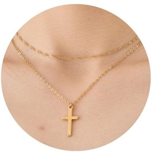 Trendy Gold Personalized Jewelry Gifts Custom 18k Gold Plated Cross Women Necklace Cross <b>Choker</b> Pearl Necklace for Women - Product Image 1