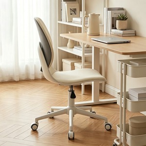Chaise de bureau moderne réglable, pivotante et rembourrée, avec dossier solide et accoudoirs fixes, idéale pour la maison et le bureau. - Product Image 4