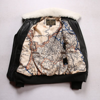 Veste bomber personnalisée en cuir de vache véritable rembourrée noire avec col en laine d'hiver pour femmes, broderie originale