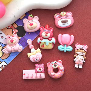Vente en gros d'épingles à cheveux en résine pour téléphone portable DIY Cartoon Rose Bear Series Bijoux Accessoires Boîte de rangement en résine pour breloques Tasse à eau - Product Image 3