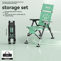 Chaise de pêche légère en acier au carbone avec poche latérale et organisateur de seau à appâts, chaise de pêche pliable pour l'extérieur
