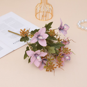 Petit bouquet de fleurs artificielles en soie de magnolia, doux, fait main, longue durée, arrangement floral pour décoration de table de mariage - Product Image 3