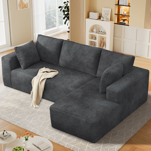 Canapé modulaire en forme de L moderne en velours avec mousse à mémoire de forme, meubles compressés sous vide - Product Image 5