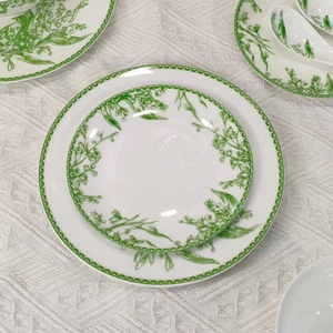 Juego de Vajilla de Lujo con Lirios del Valle Verdes y Bordes Blancos, Vajilla Ecológica con Diseño Clásico Personalizable para Hoteles - Product Image 2