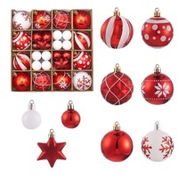 Weihnachtskugeln, 44-teiliges Set, galvanisierte, bemalte Kugeln, Weihnachtsbäume, hängende Anhänger, Weihnachtsdekoration für Zuhause, Party