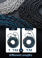 KBEAR ST12 8-Core 4N OFC Kabel Ekstensi Headphone HiFi Berlapis Perak Kabel Pengganti Monitor In-Ear Earbuds Earphone.