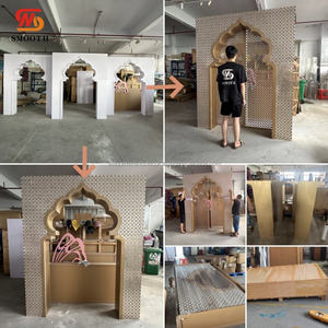 Style arabe lisse or sculpté motifs mariage acrylique toile de fond support décoration pour la décoration des étapes de mariage - Product Image 3