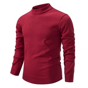 Suéter Holgado de Punto de Cuello Redondo de Color Sólido para <span class=keywords><strong>Hombre</strong></span>, Camiseta Base de Otoño e Invierno, Forrado de Felpa, Engrosado - Product Image 3