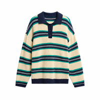 Pull-over en maille côtelée 100 % coton pour femme, coupe ample et douce, style preppy, classique, automne, vente en gros sur mesure
